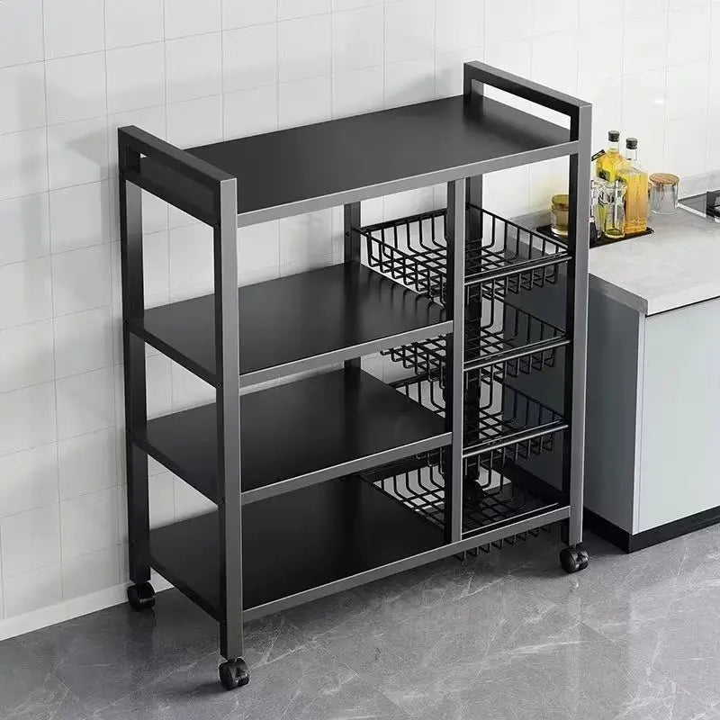 Chariot de Rangement de Cuisine à 4 Niveaux – Étagère Roulante Gain de Place