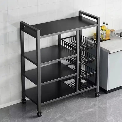 Chariot de Rangement de Cuisine à 4 Niveaux – Étagère Roulante Gain de Place