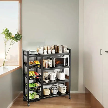 Chariot de Rangement de Cuisine à 4 Niveaux – Étagère Roulante Gain de Place