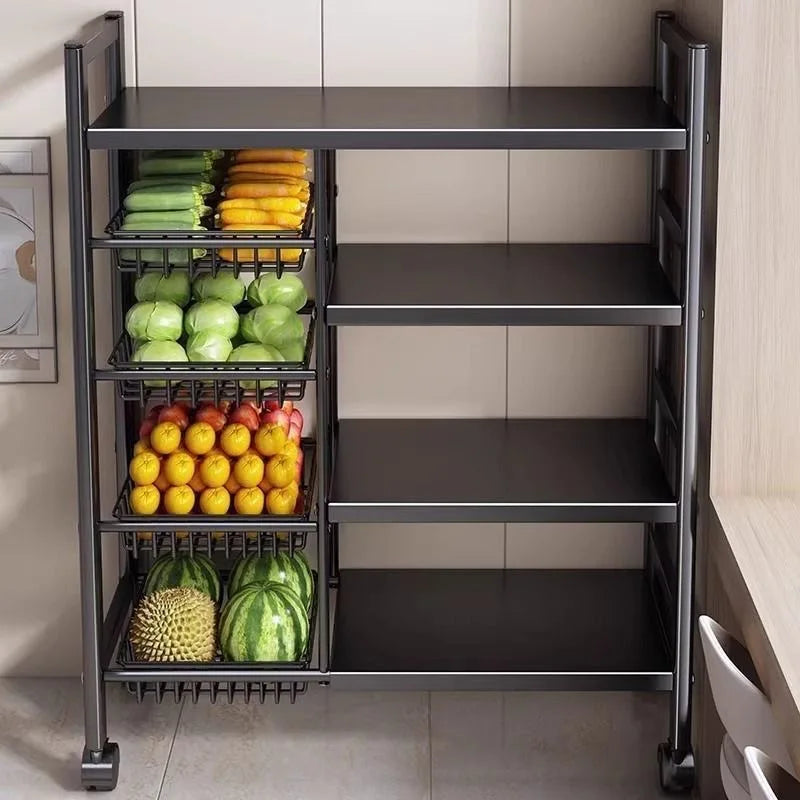 Chariot de Rangement de Cuisine à 4 Niveaux – Étagère Roulante Gain de Place