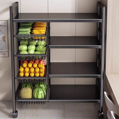Chariot de Rangement de Cuisine à 4 Niveaux – Étagère Roulante Gain de Place