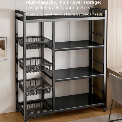 Chariot de Rangement de Cuisine à 4 Niveaux – Étagère Roulante Gain de Place